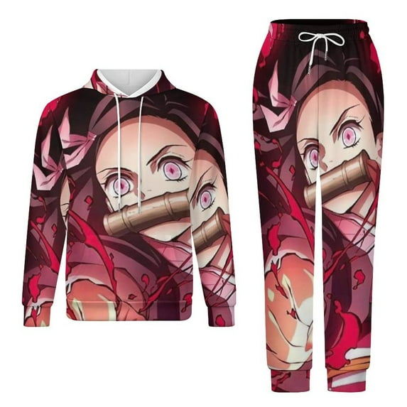 Demon Slayer Unisex Adult Sweatsuits Hoodie & Sweatpants Long Sleeve Hooded Sweatshirt Matching Joggers Tracksuit Sets M