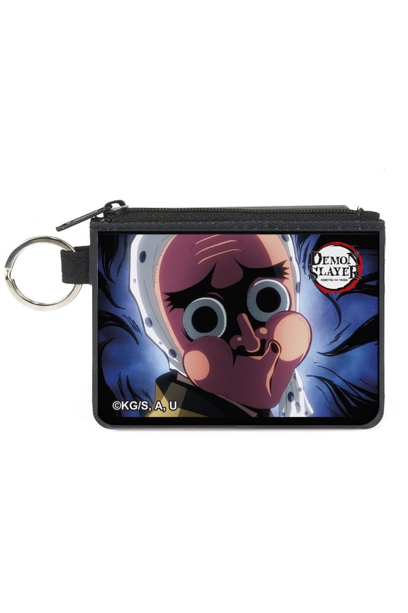 Demon Slayer Wallet, Coin Purse, Demon Slayer Tetsumotonaka Close Up Pose Blue Swirl, Canvas