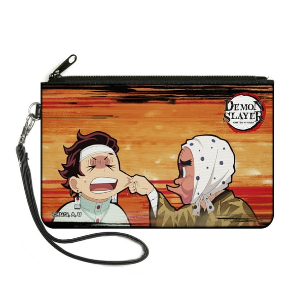 Demon Slayer Wallet, Zip Clutch, Demon Slayer Chibi Tetsumotonaka Pinching Tanjiro Cheek Scene, Canvas