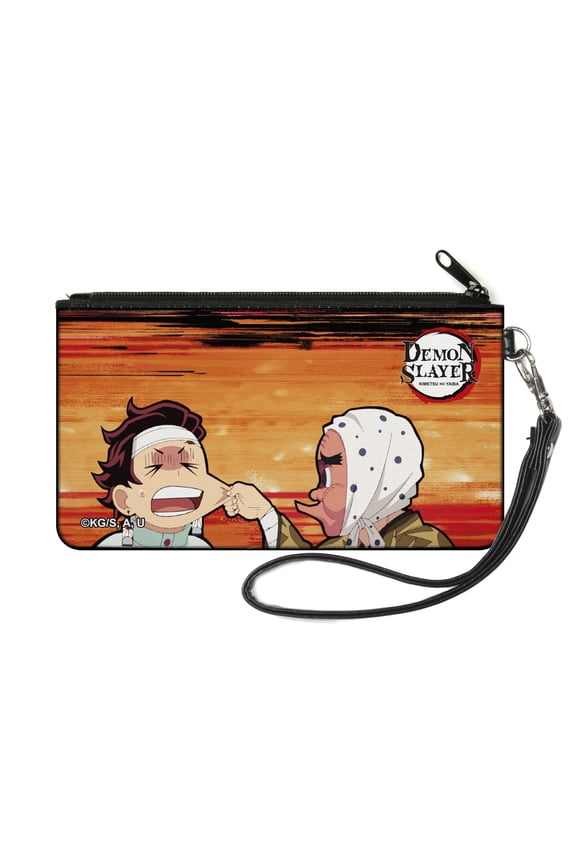 Demon Slayer Wallet, Zip Pouch, Demon Slayer Chibi Tetsumotonaka Pinching Tanjiro Cheek Scene, Canvas