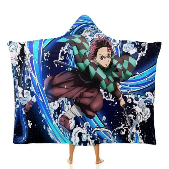 Demon Slayer Wearable Blanket Cloak Arctic Velvet Hooded Blanket Soft Fuzzy Hoodie Blanket Cape for Adults Kids 40"x50"