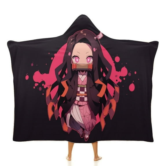 Demon Slayer Wearable Blanket Cloak Arctic Velvet Hooded Blanket Soft Fuzzy Hoodie Blanket Cape for Adults Kids 40"x50"