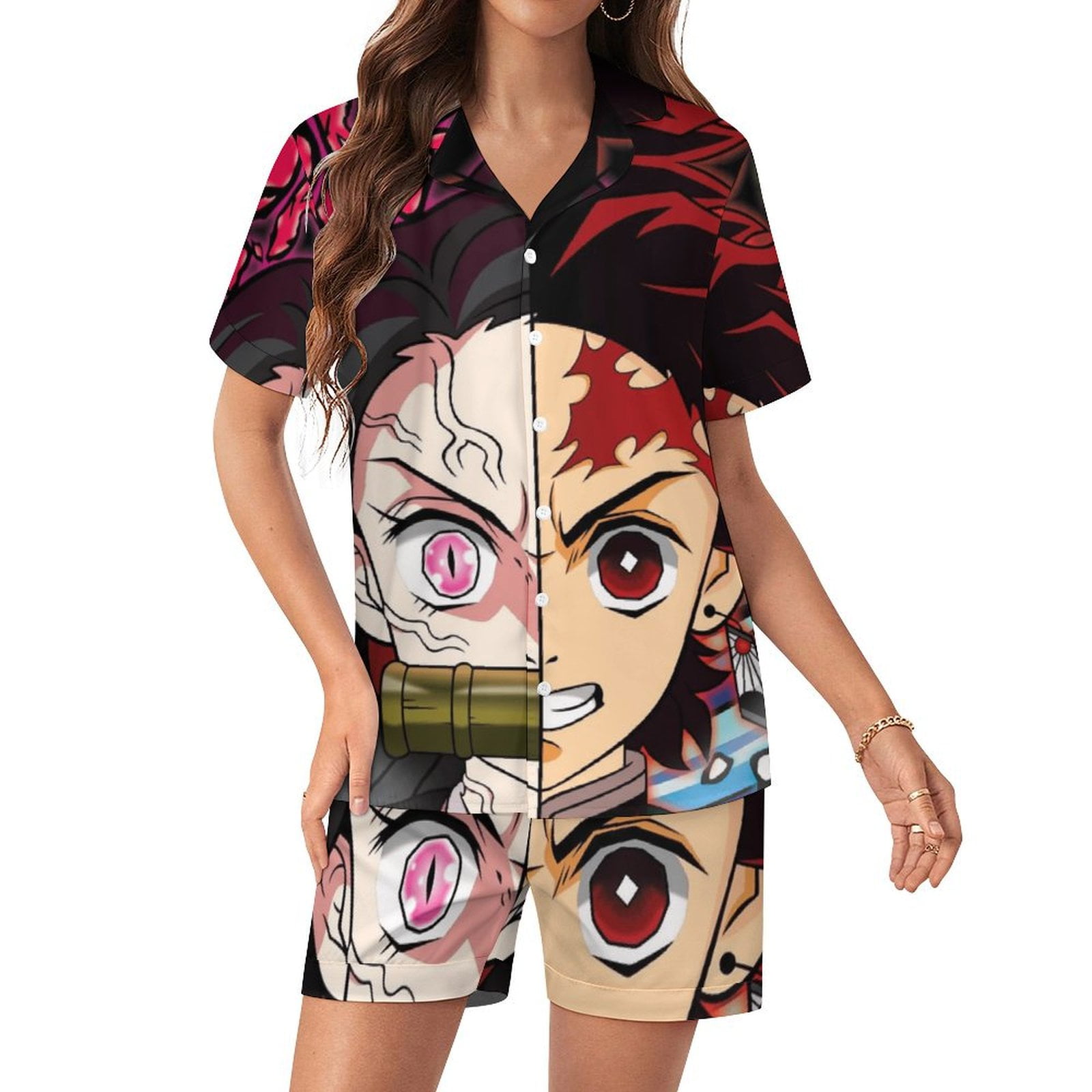 Pyjama Femme Kocho Blanc et Noir - Demon Slayer™ main image 1