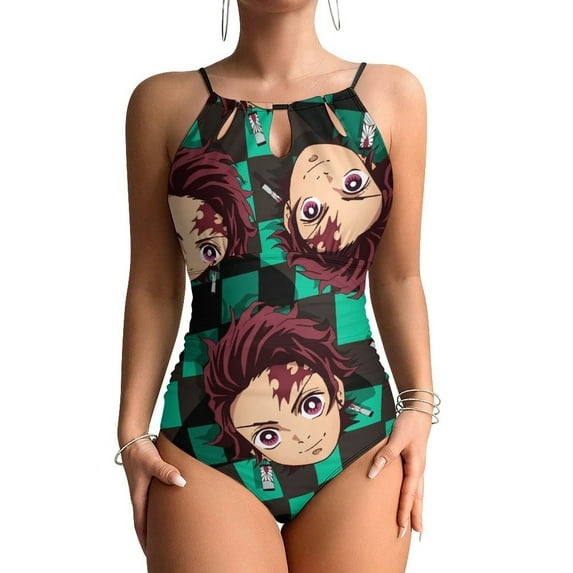 Demon Slayer Women's One-piece Swimsuit Bathing Suits High Neck Tummy Control Swimwear Swim Suit S