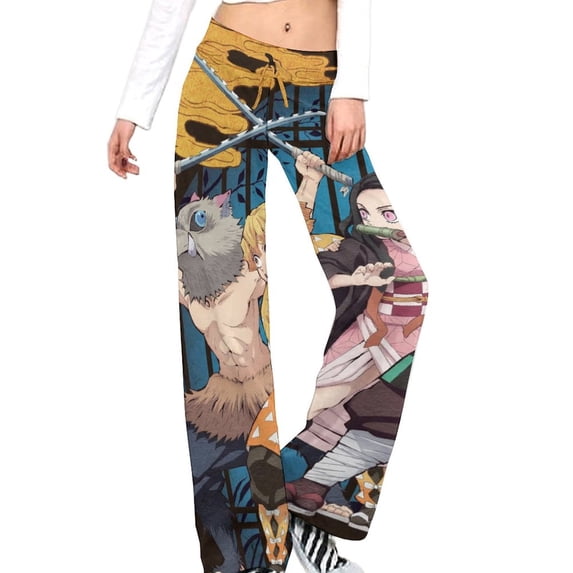 Demon Slayer Women's Wide Leg Yoga Pant Comfy Loose Sweatpants High Waist Lounge Casual Athletic Pant Workout Joggers Pant