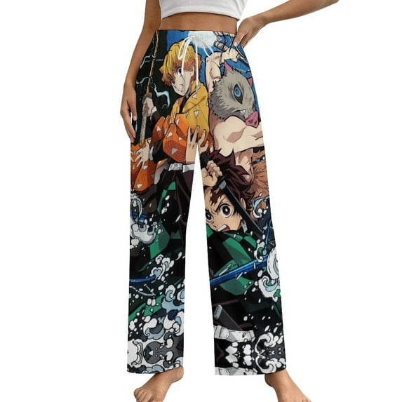 Demon Slayer Womens Comfy Pajama PJ Pants Lounge Pants Sleepwear Drawstring PJ Bottoms Pants
