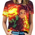 thumbnail image 1 of Demon Slayer Womens T-Shirt Round Neck Short Sleeve Tee Shirts Summer Breathable Tops Blouse 6XL, 1 of 8