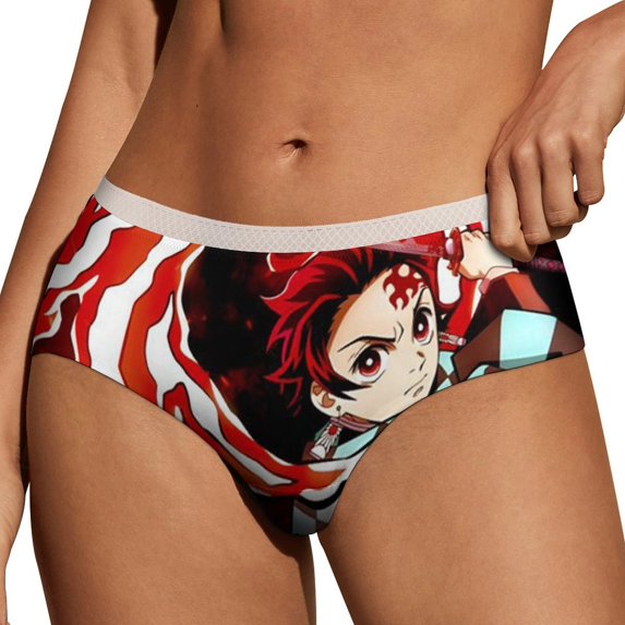 Demon Slayer Womens Underwear Soft Breathable Brief Lace Panty Stretch Hipster Underpants Ladies Panties M