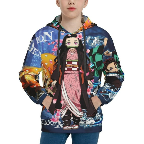 Demon Slayer Youth Active Sweatshirt Printing Casual Pullover Hoodies Winter Fall Clothes Outerwear Large