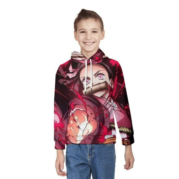 Demon Slayer Youth Hoodies Boys Girls 3D Printed Sweatshirt Fall Winter Clothes Long Sleeves Pullover Sweater XL