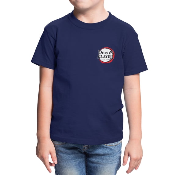 Demon Slayer Youth Tanjiro Checker Front Back (Navy, XS-XL)