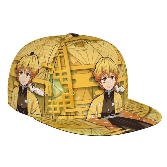 Demon Slayer Zenitsu Agatsuma Baseball Cap For Men, Women & Kids, Classic Flat Brim Hat Hip Hop Trucker Hat Adjustable Snapback Hat