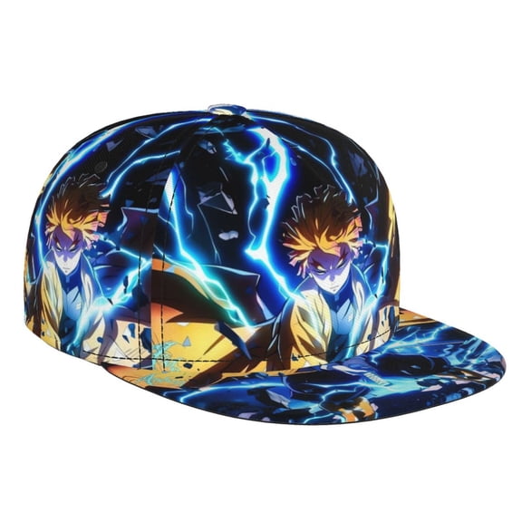 Demon Slayer Zenitsu Agatsuma Baseball Cap For Men, Women & Kids, Classic Flat Brim Hat Hip Hop Trucker Hat Adjustable Snapback Hat