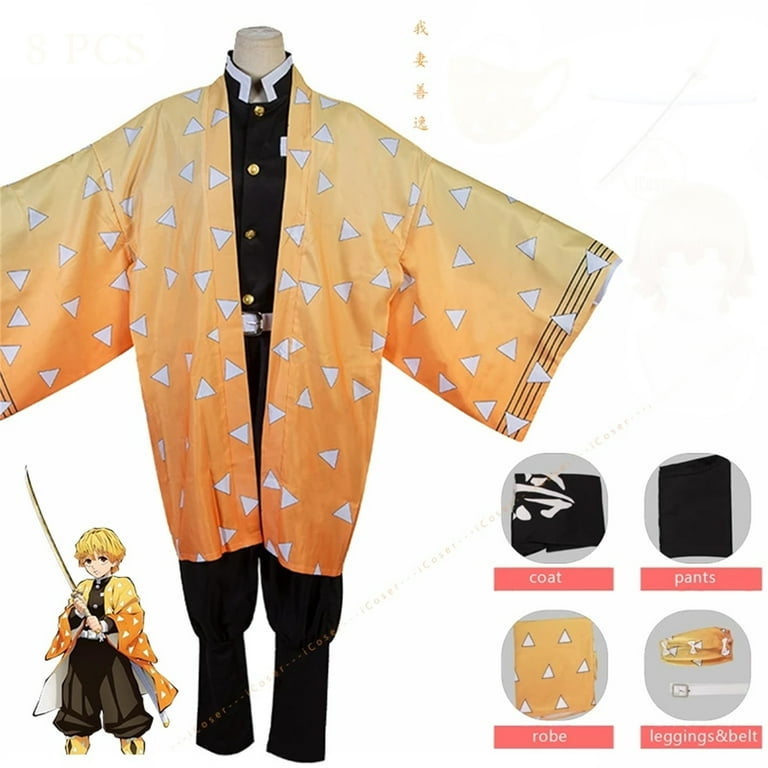 Men's Agatsuma Zenitsu Costume Kimono Set
