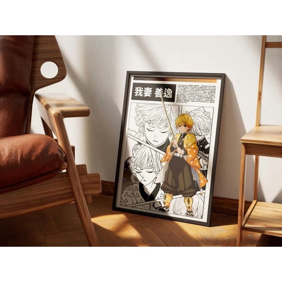 Demon Slayer Zenitsu Agatsuma Poster, Manga Art, Anime Wall Print Minimalist, manga poster Size 24x36 Unframed Poster