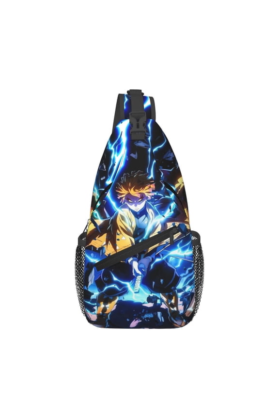 Demon Slayer Zenitsu Agatsuma Sling Bag Crossbody Sling Backpack Chest Bag Daypack Purses Shoulder Bag For Women Men Travel Hiking