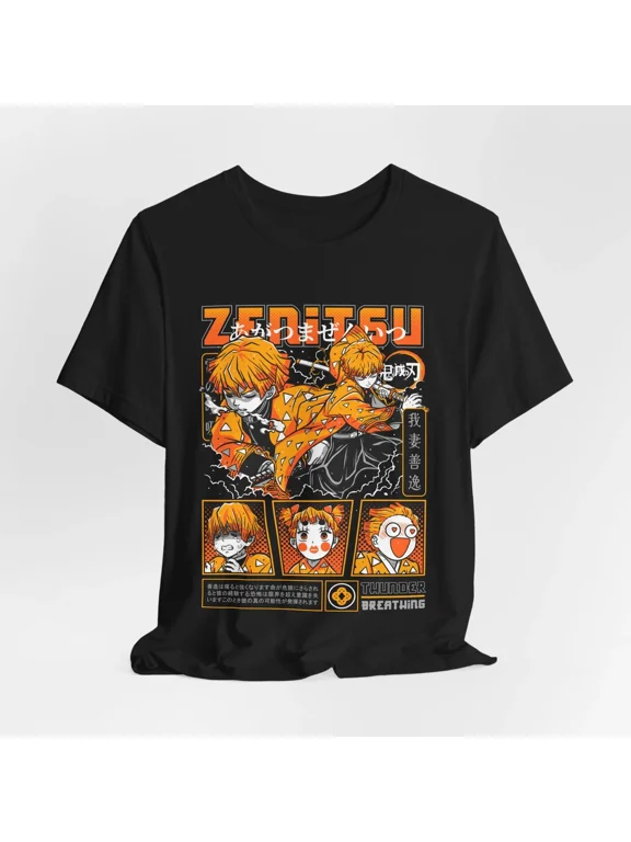 Demon Slayer Zenitsu Graphic T-Shirt, Anime Manga T-Shirt Sizes S-5Xl GooGate