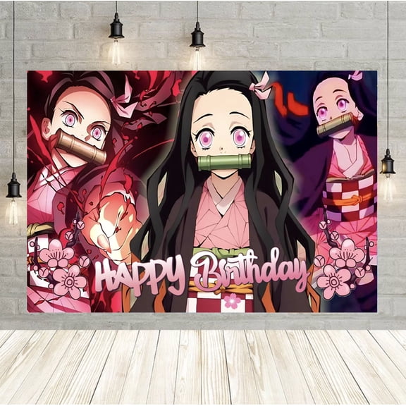 Demon Slayer backdrop, 60x40 inch Nezuko backdrop, Demon Slayer party decoration backdrop