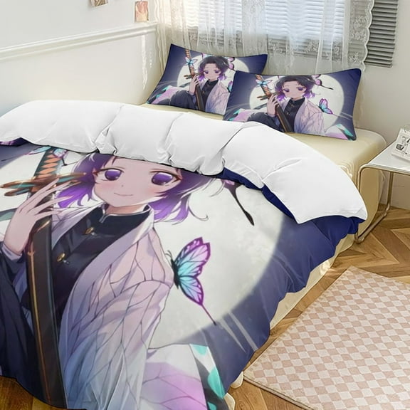 Demon SlayerCartoon Collection 3-Piece Comforter Set, Personalized Bedding Decor for Kids And Teens (79"x90"+ 20 X 30in)