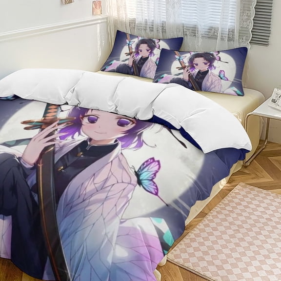 Demon SlayerCartoon Collection 3-Piece Comforter Set, Personalized Bedding Decor for Kids And Teens (86"x70"+ 20 X 30in)