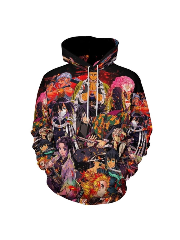 Demon Ta-njiro Slay-er Pullover Hoodies Sweater Hooded Long Sleeved Sweatshirt Jacket Tops Men Women