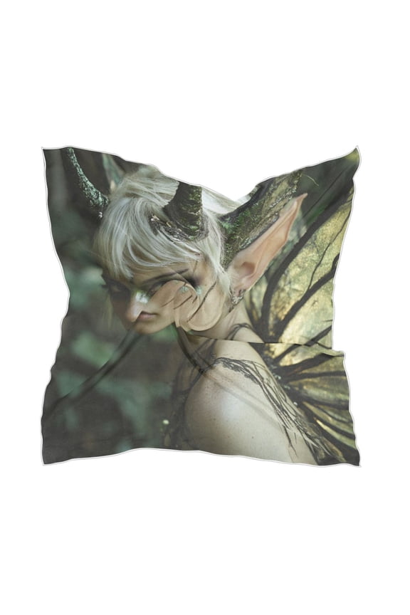 Demon Tinkerbell Elf Square Silk Scarf, 23.6223.62in Polyester Simulated Silk Satin Scarf Tops for Women Head Wraps Shirt Bandana Curly Hair Tie Headband Headscarf