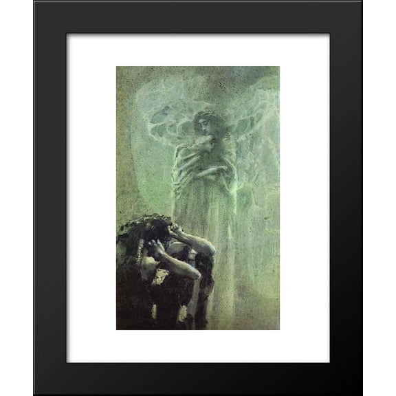 Demon and Angel with Tamara's Soul 20x24 Framed Art Print by Mikhail Vrubel