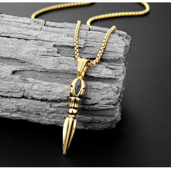 Demon-feeling Pestle Pendant for Men 14K Yellow Gold Tibetan Vajra-pestle Amulet Necklace Lucky Jewelry Collier