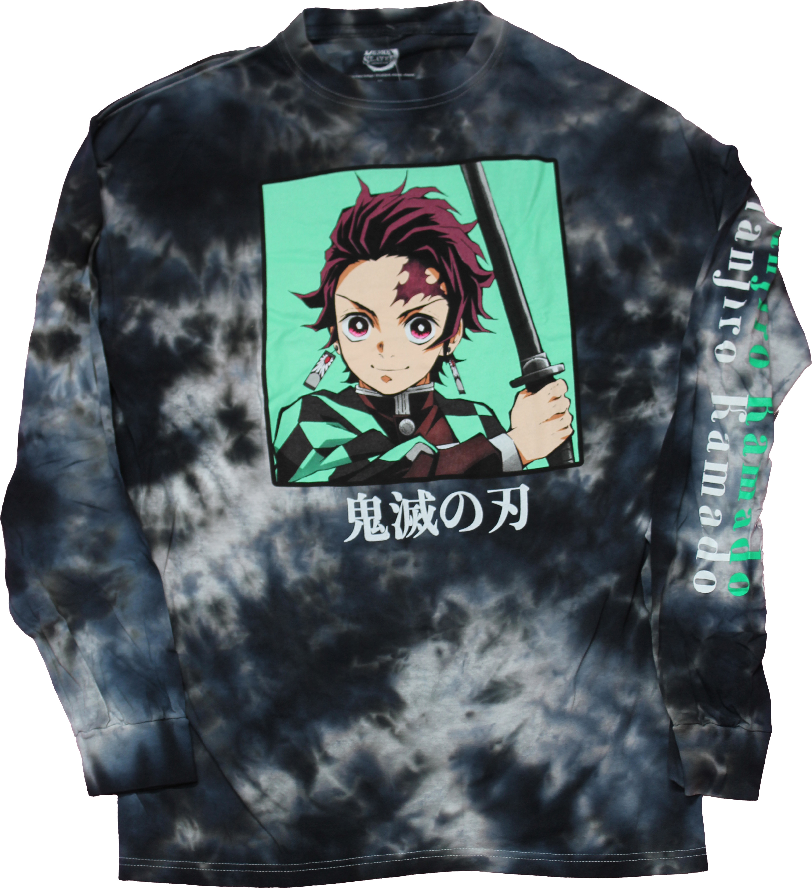 Demon slayer Mens Long Sleeve T-Shirt -  jiro Image Box Over Kanji (Medium)