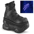 thumbnail image 1 of Demonia BOXER-70 Men's 4" Platform Ankle Boots with Straps & Embroidered Spider Web Side Panels, 1 of 5
