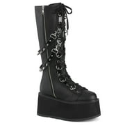 Demonia DAMNED-220 Womens 3 1/2 Platform Lace-Up Front Knee High Boots with Studs & Buckles