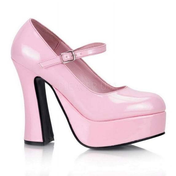Demonia DOLLY-50 - 5" Chunky Heel Mary Jane P/F Pump-B. Pink Pat-6