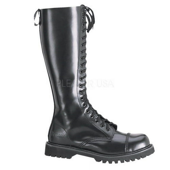 Demonia ROCKY-20 - 20 Eyelet Combat Biker Goth Punk S/T Blk Leather Knee Bt-Blk Leather-8