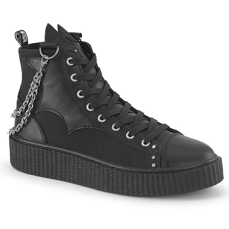 Demonia SNEEKER-230 Men's 1 1/2 Platform Rubber Sole High Top Lace Up  Front Creeper Shoes Sneakers 