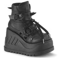 thumbnail image 1 of Demonia STOMP-60 Women's 4 3/4" Wedge Platform Lace Up Front Ankle Boots With Skull Buckles & Rubber Claws, 1 of 5