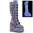 thumbnail image 1 of Demonia SWING-815 Women's Mid-Calf & Knee High Boots, 5 1/2" P/F-Purple-Blue Reflective Vegan Leather-12, 1 of 2