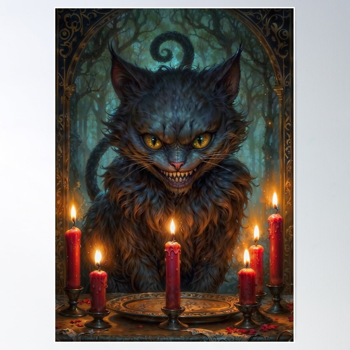 Demonic Cat Poster Wall Art, Modern Wall Decor For Living Room Bedroom ...