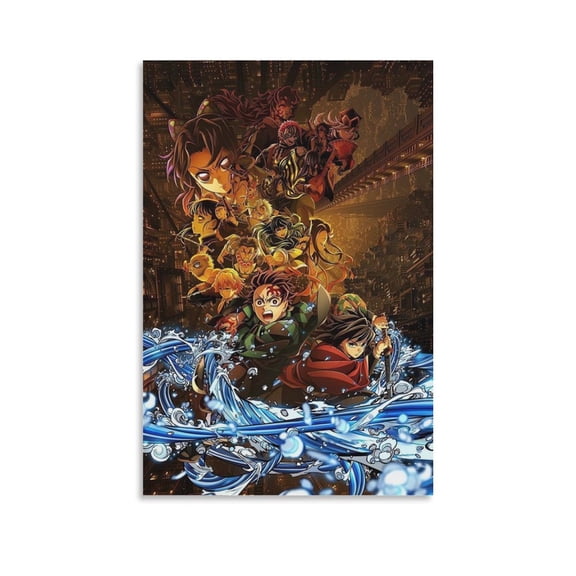 Demons Slayer Poster Infinity Castles Wall Art Poster Scroll Canvas Painting Picture Living Room Decor Home 24x36inch(60x90cm)