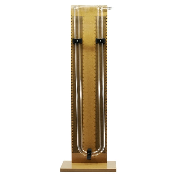 Demonstration Analog Manometer, 22.5 Inch - Used to Measure and Indicate Pressure of Liquids & Gases - Wood & Borosilicate 3.3 Glass - Eisco Labs