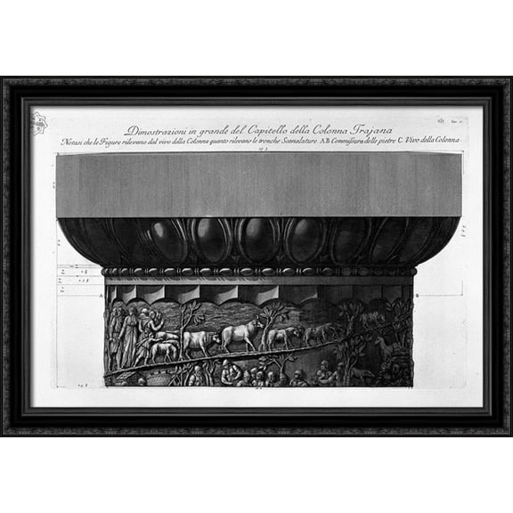 Demonstration in great capitals of the columns of Trajan 40x28 Large Black Ornate Wood Framed Canvas Art by Giovanni Battista Piranesi
