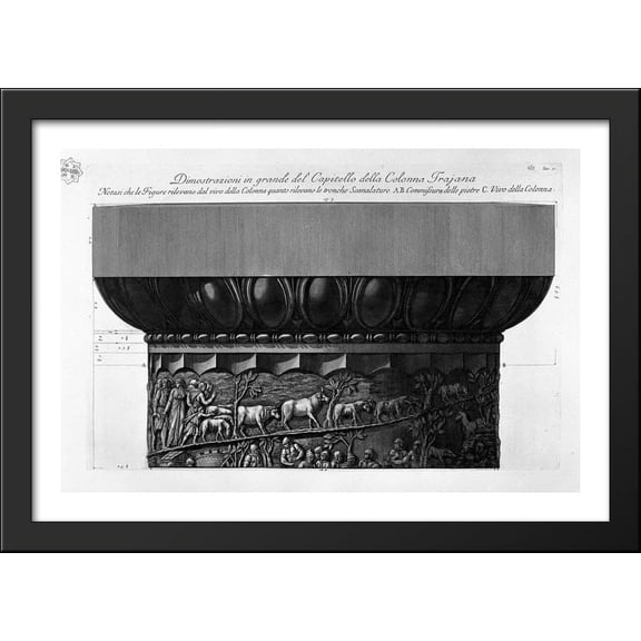 Demonstration in great capitals of the columns of Trajan 40x28 Large Black Wood Framed Print Art by Giovanni Battista Piranesi