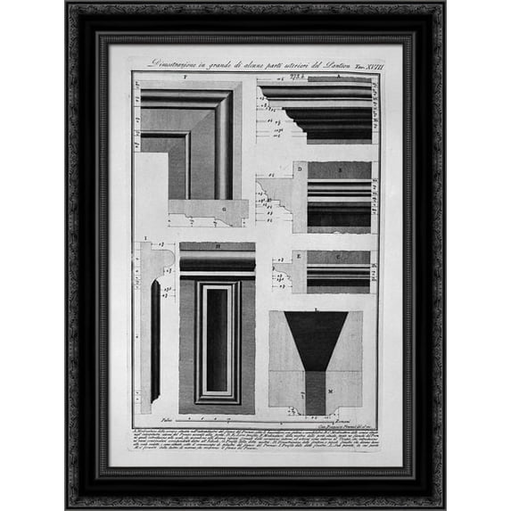 Demonstration in large parts of the exterior of the Pantheon 20x24 Black Ornate Wood Framed Canvas Art by Piranesi, Giovanni Battista