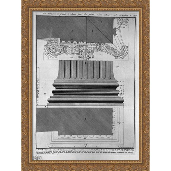 Demonstration in large parts of the first order interior of the Pantheon 28x38 Large Gold Ornate Wood Framed Canvas Art by Giovanni Battista Piranesi