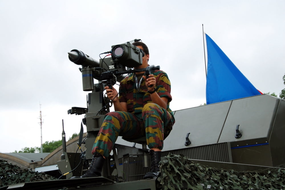 Demonstration of the Mistral surface to air launcher in use by the Belgian Army Canvas Art - Luc De JaegerStocktrek Images (34 x 23)