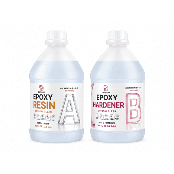 Demorex Crystal Clear Epoxy Resin 1 Gallon, Clear Resin for DIY Crafts, Art Projects, Casting, Coating and Jewelry Making