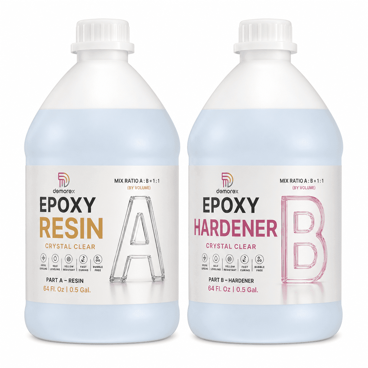 Demorex Crystal Clear Epoxy Resin 1 Gallon Clear Resin For DIY Crafts 