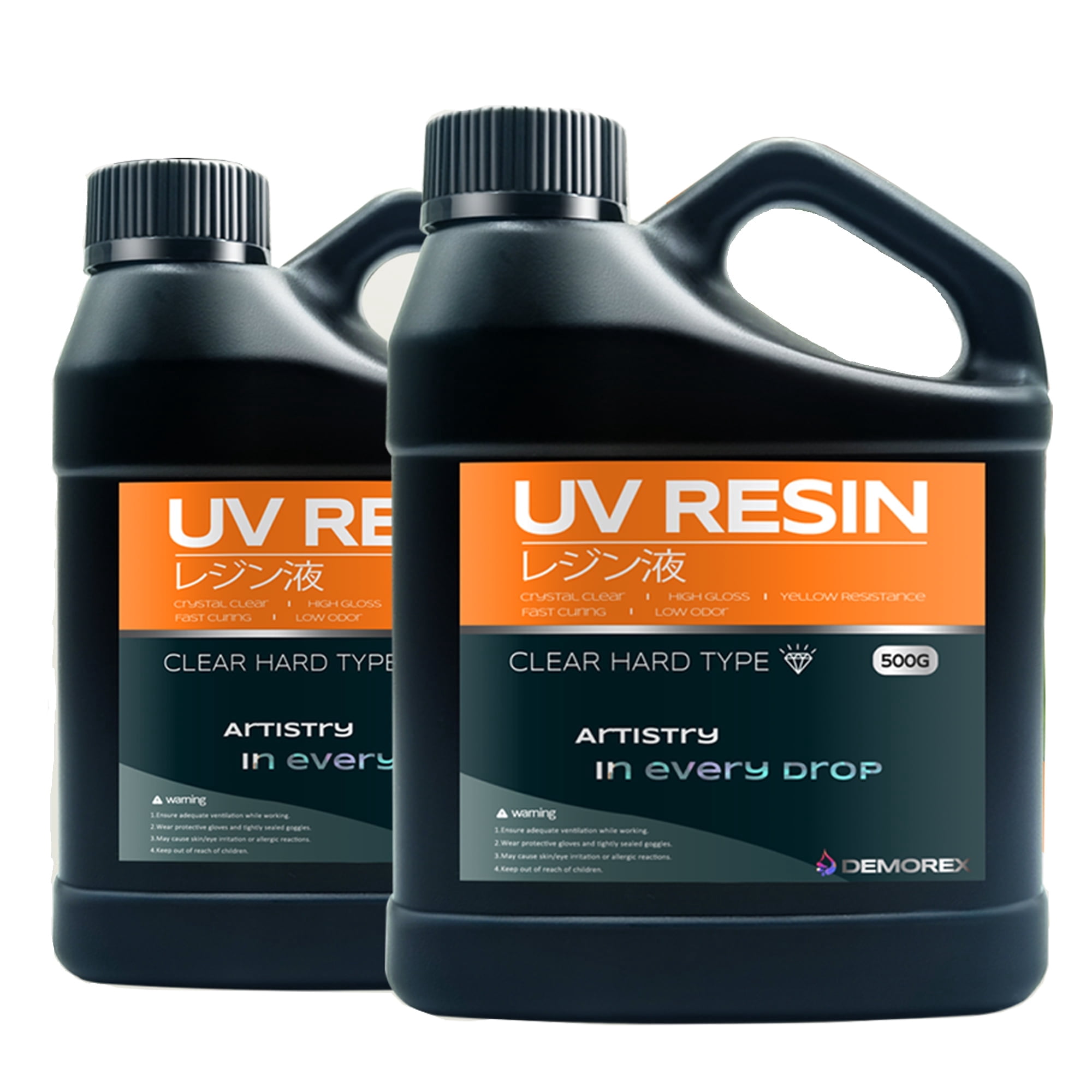 Demorex UV Resin, Upgraded Crystal Clear Hard Resin, Low Odor Ultraviolet Epoxy Glue, 1000g