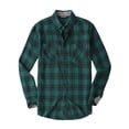 thumbnail image 1 of Demotime Men's Flannel Plaid Casual Button Down Shirt L Green Plaid, 1 of 5