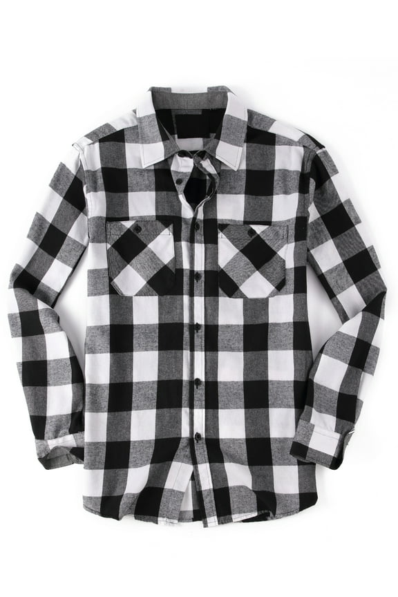 Men's Flannel Plaid Casual Button Down Shirt M White Plaid