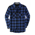 thumbnail image 1 of Demotime Men's Flannel Plaid Casual Button Down Shirt S Dark Blue Plaid, 1 of 6